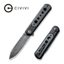 CIVIVI Banneret Flipper Knife Stainless Steel Handle With G10 And Carbon Fiber Inlay (3.48" Damascus Blade) - CIVIVI