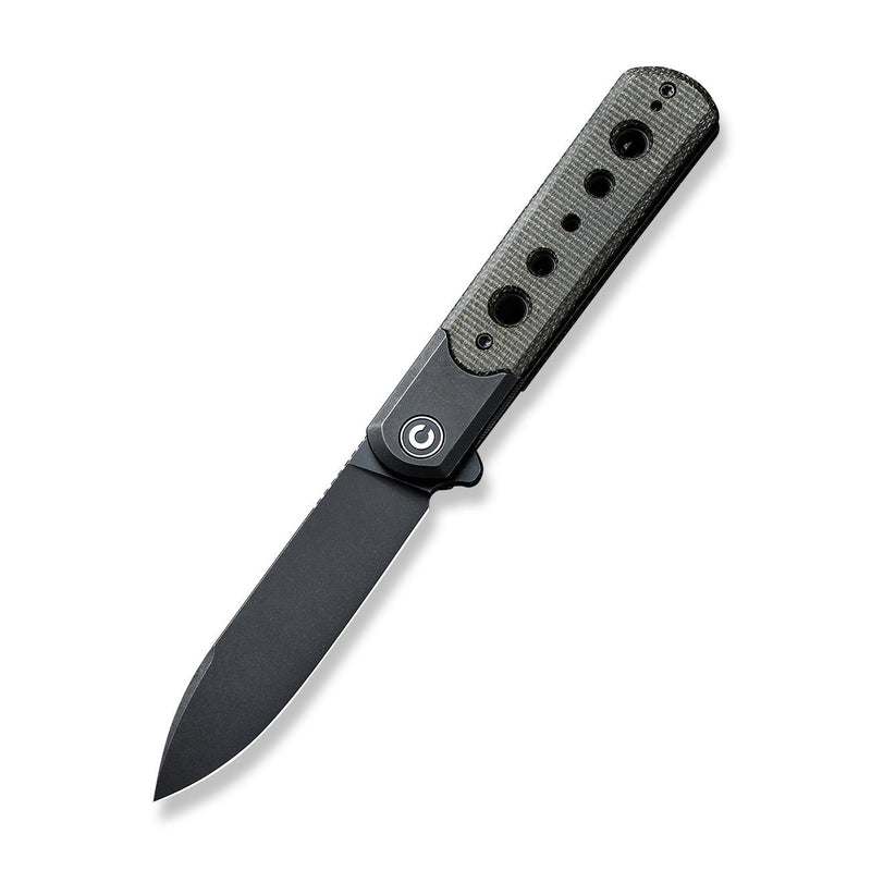 CIVIVI Banneret Flipper Knife Stainless Steel Handle With Canvas Micarta Inlay (3.48" Nitro-V Blade) - CIVIVI