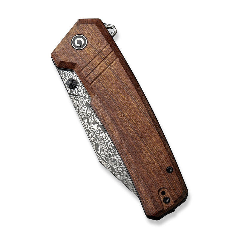 CIVIVI Bhaltair Flipper & Thumb Stud Knife Guibourtia Wood Handle (3.98" Damascus Blade) C23024-DS1