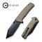 CIVIVI Bhaltair Flipper & Thumb Stud Knife Tan Coarse G10 Handle (3.98" Black 14C28N Blade) C23024-2