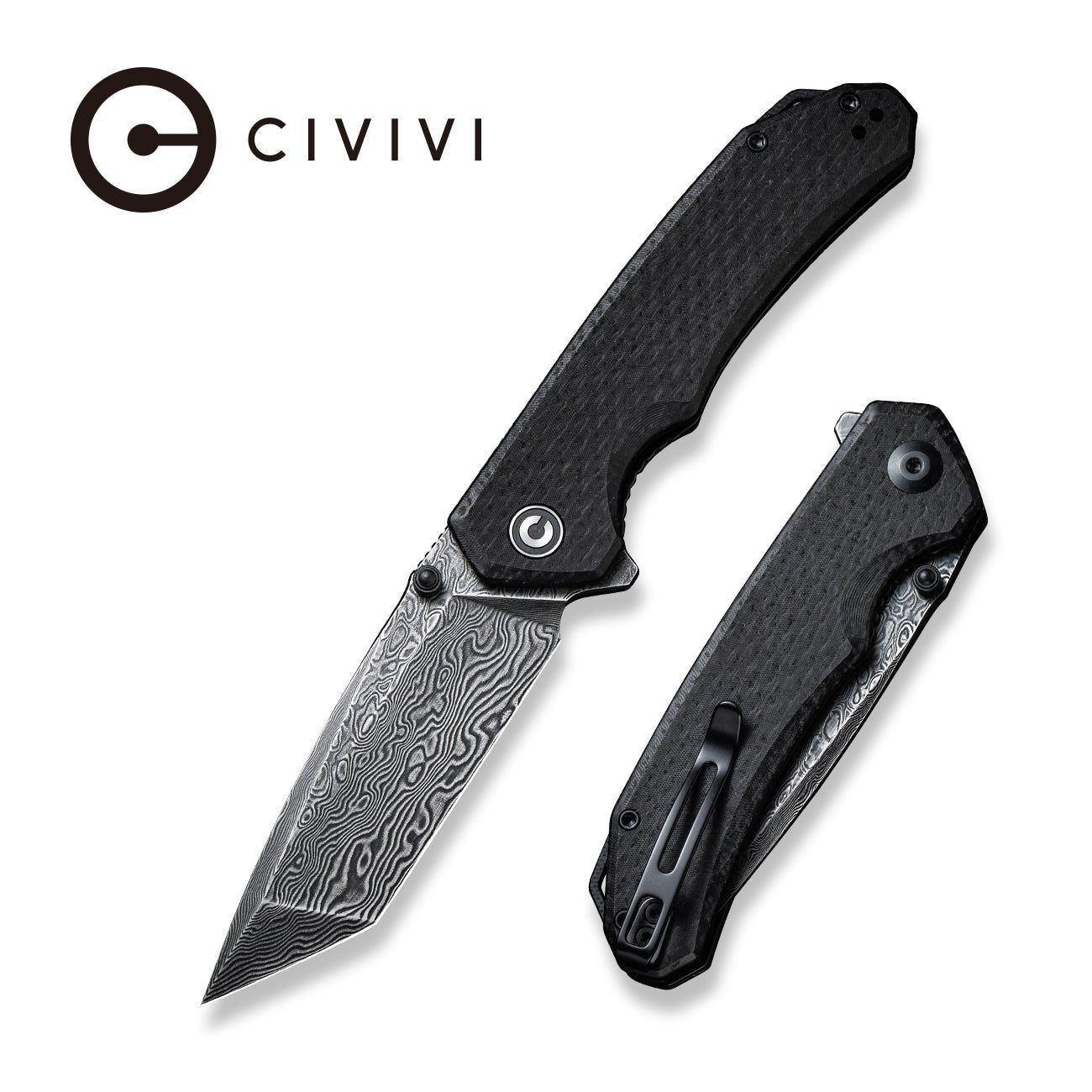 CIVIVI Brazen Flipper & Thumb Stud Knife Micarta Handle Damascus