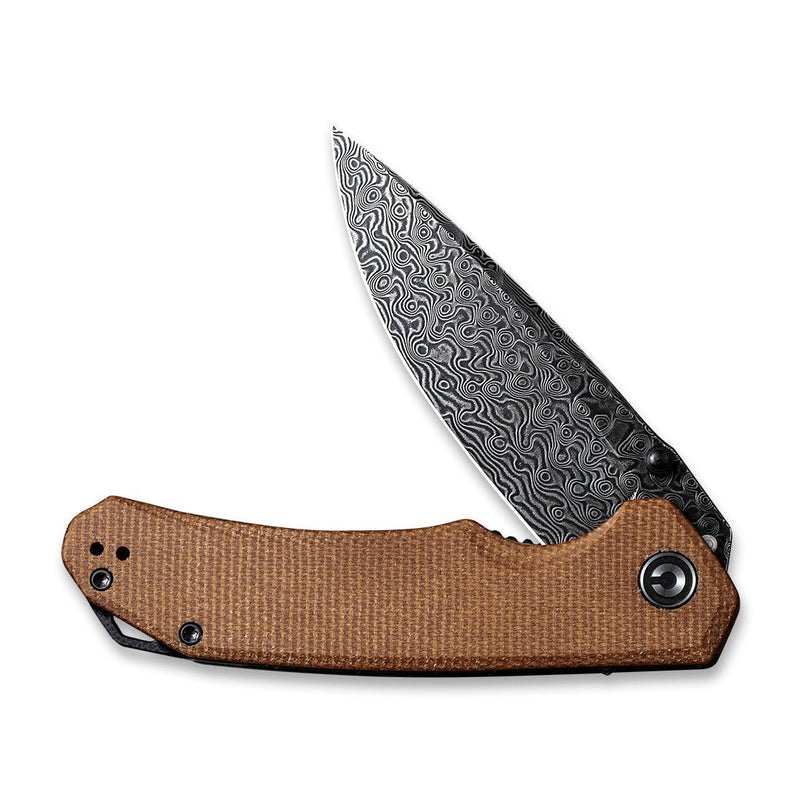 CIVIVI Brazen Flipper And Thumb Stud Knife Micarta Handle (3.46" Damascus Blade) C2102DS-1