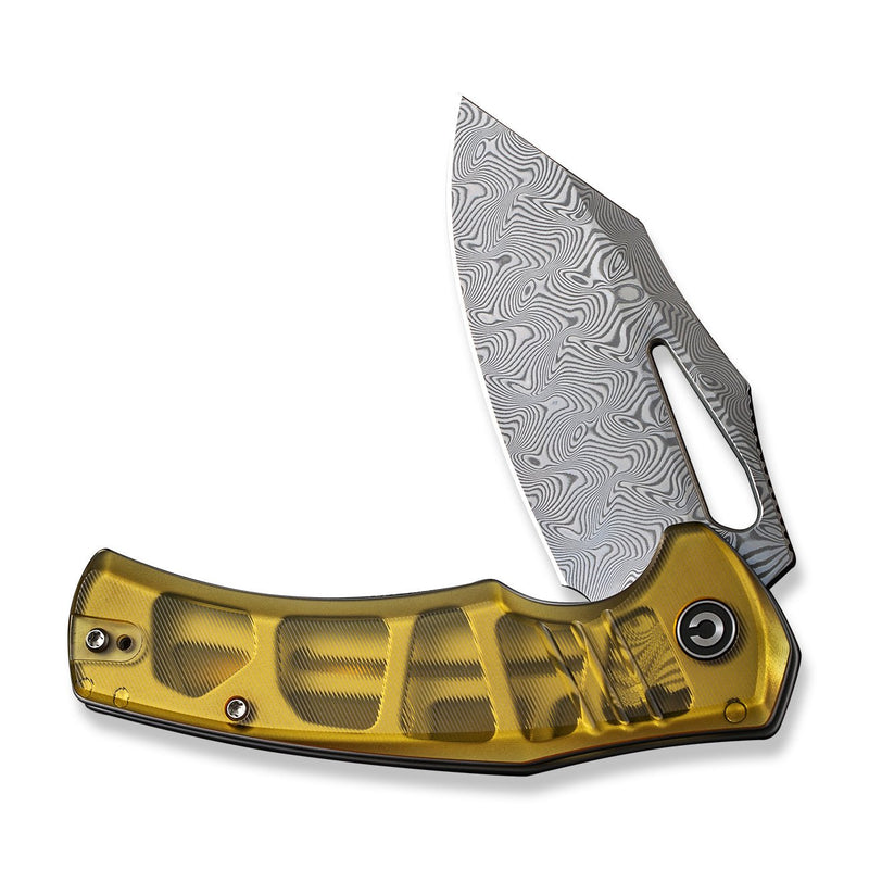 CIVIVI BullTusk Flipper & Thumb Hole Knife Polished Ultem Handle (3.48" Damascus Blade) C23017-DS1