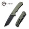 CIVIVI Button Lock Brazen Pocket Knife OD Green G10 Handle (3.46" Black 14C28N Blade) C19059C-2
