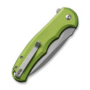 CIVIVI Button Lock Praxis Flipper Knife Lime Green Aluminum Handle (3.75" Satin Finished Nitro-V Blade) C18026E-3