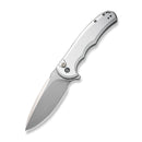 CIVIVI Button Lock Praxis Flipper Knife Silver Aluminum Handle (3.75" Satin Finished Nitro-V Blade) C18026E-2