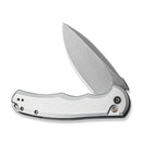 CIVIVI Button Lock Praxis Flipper Knife Silver Aluminum Handle (3.75" Satin Finished Nitro-V Blade) C18026E-2