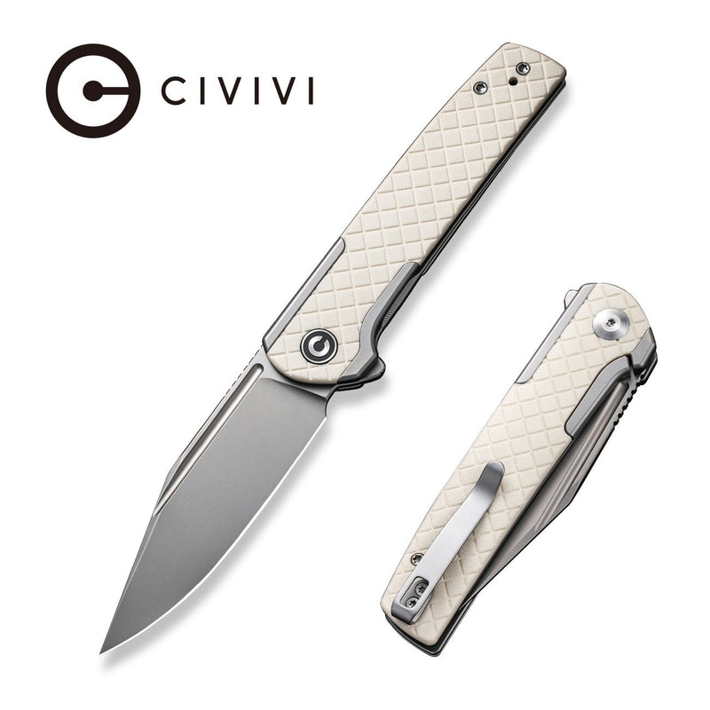 CIVIVI Cachet Flipper Knife Stainless Steel Handle With G10 Inlay (3.48" 14C28N Blade) C20041B-2