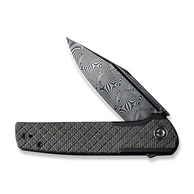 CIVIVI Cachet Flipper Knife Stainless Steel With Canvas Micarta Inlay (3.48" Damascus Blade) C20041B-DS1