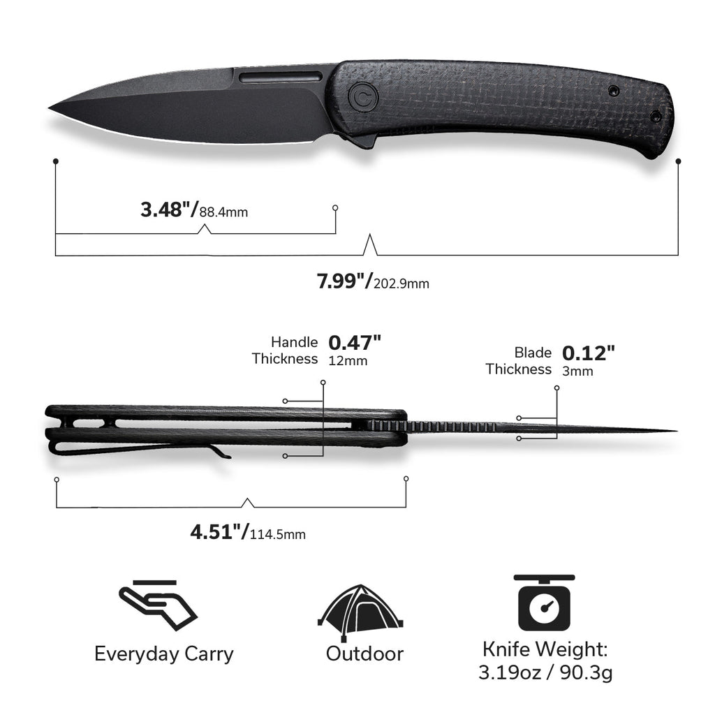 CIVIVI Caetus Flipper Knife - Micarta Handle & 14C28N Blade