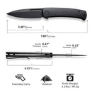 CIVIVI Caetus Flipper Knife Black Burlap Micarta Handle (3.48" Black Stonewashed 14C28N Blade) C21025C-2