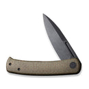 CIVIVI Caetus Flipper Knife Green Burlap Micarta Handle (3.48" Black Stonewashed 14C28N Blade) C21025C-3