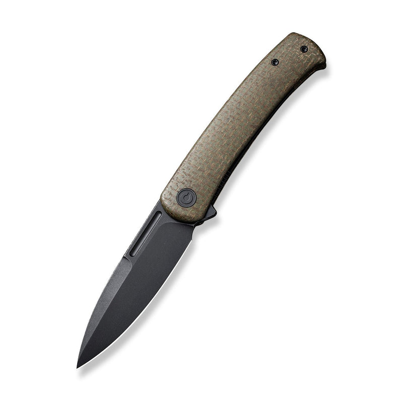 CIVIVI Caetus Flipper Knife Green Burlap Micarta Handle (3.48" Black Stonewashed 14C28N Blade) C21025C-3