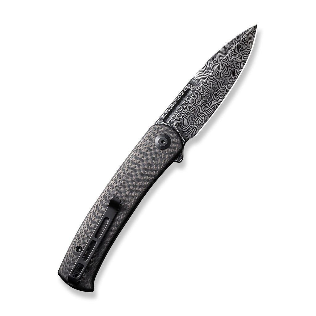 CIVIVI Caetus Flipper Knife Carbon Fiber Handle Damascus Blade