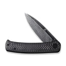 CIVIVI Cetos Flipper Knife Carbon Fiber With Stainless Steel Handle (3.48" Damascus Blade) C21025B-DS1