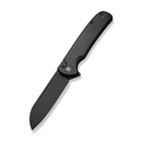 CIVIVI Chevalier Ⅱ Flipper & Button Lock Knife Black Aluminum Handle (3.47" Black Stonewashed 14C28N Blade) C20022B-1