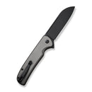CIVIVI Chevalier Ⅱ Flipper & Button Lock Knife Gray Aluminum Handle (3.47" Black Stonewashed 14C28N Blade) C20022B-3