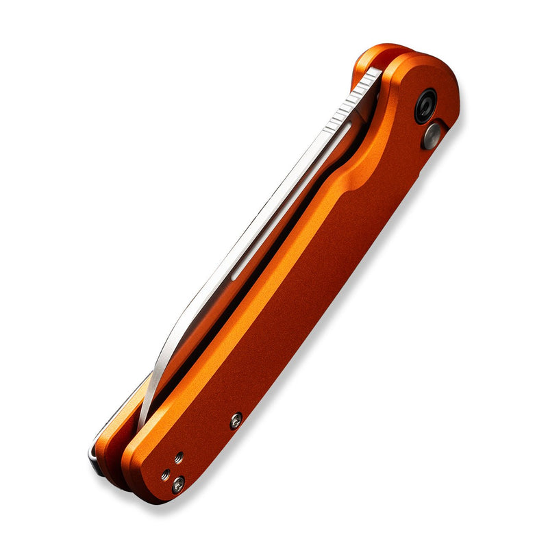 CIVIVI Chevalier Ⅱ Flipper & Button Lock Knife Orange Aluminum Handle (3.47" Satin Finished 14C28N Blade) C20022B-2
