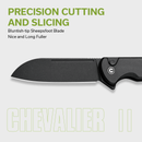 CIVIVI Chevalier II Flipper & Button Lock Knife Black Aluminum Handle (3.47" Black Stonewashed 14C28N Blade) C20022B-1