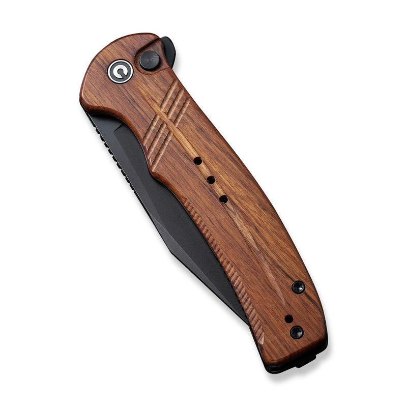 CIVIVI Cogent Button Lock Knife Guibourtia Wood Handle (3.47" Black Stonewashed 14C28N Blade) C20038D-8