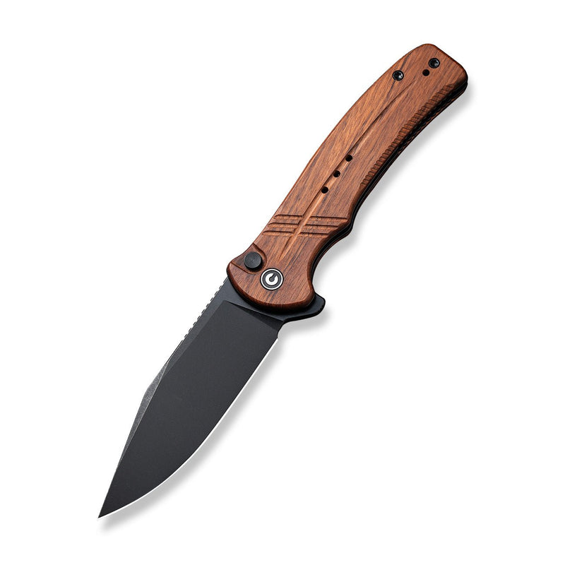 CIVIVI Cogent Button Lock Knife Guibourtia Wood Handle (3.47" Black Stonewashed 14C28N Blade) C20038D-8