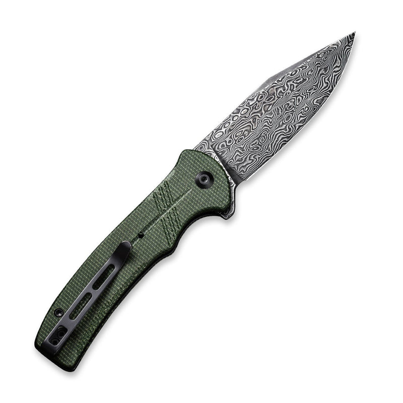 CIVIVI Cogent Flipper And Button Lock Knife Micarta Handle (3.47" Damascus Blade) C20038D-DS1