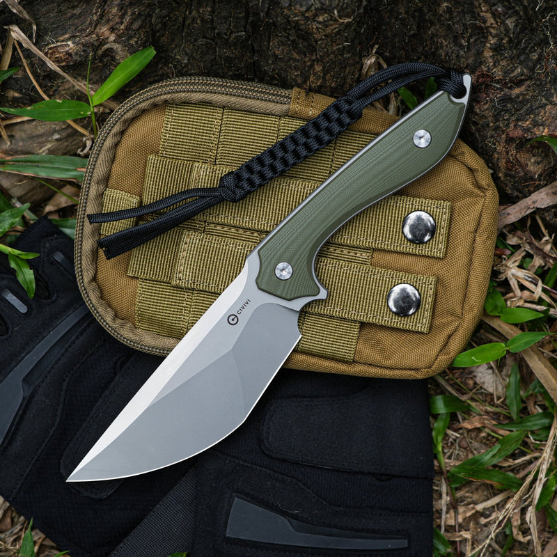 CIVIVI Concept 22 Fixed Blade Knife OD Green G10 Handle (4.8" Silver Bead Blasted D2 Blade) C21047-2