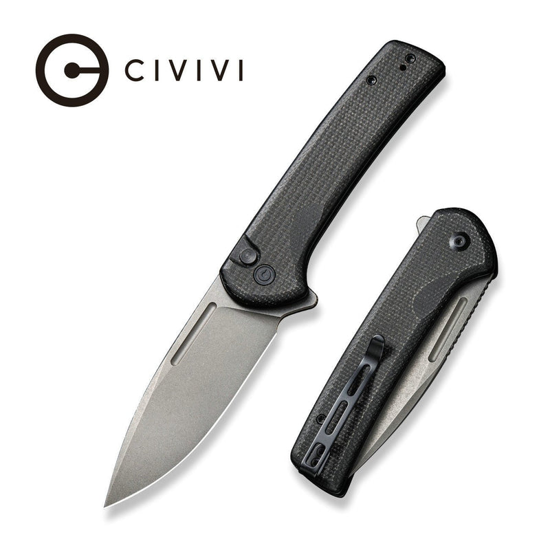 CIVIVI Conspirator Flipper And Button Lock Knife Micarta Handle (3.48" Nitro-V Blade) C21006-1
