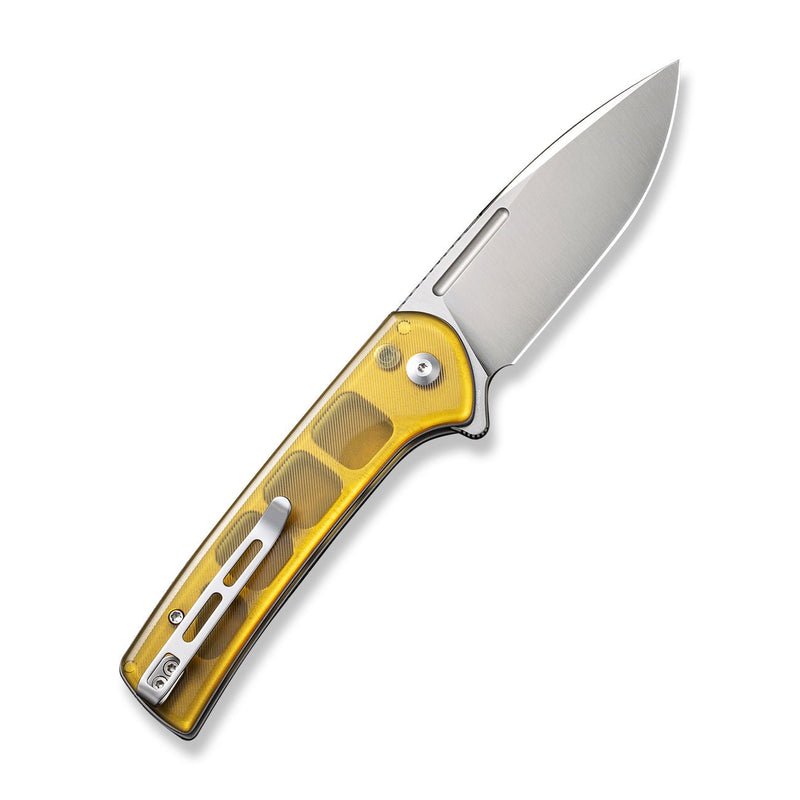 CIVIVI Conspirator Flipper & Button Lock Knife Polished Ultem Handle (3.48" Satin Finished Nitro-V Blade) C21006-5