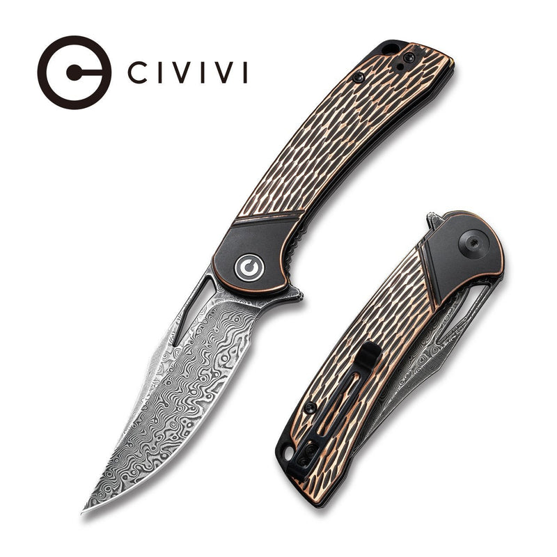 CIVIVI Dogma Flipper Knife Copper Handle (3.46" Damascus Blade) C2005DS-2
