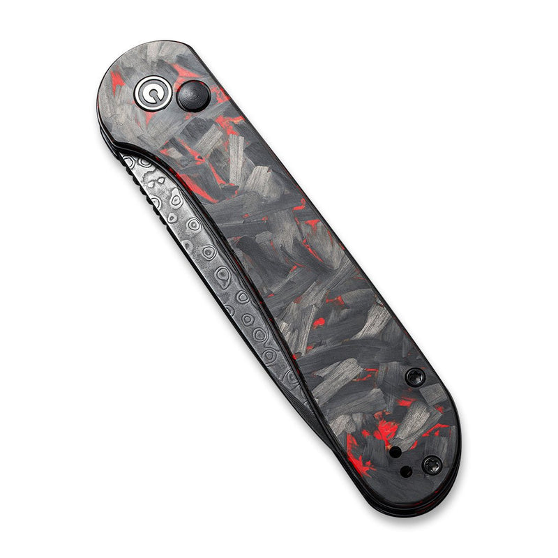 CIVIVI Elementum Button Lock Knife Carbon Fiber Handle (3.47" Damascus Blade) C2103DS-2