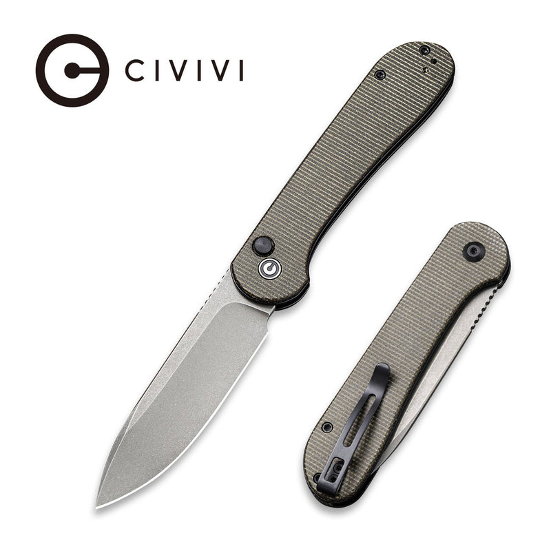 CIVIVI Elementum Button Lock Knife Micarta Handle (3.47" 14C28N Blade) C2103C