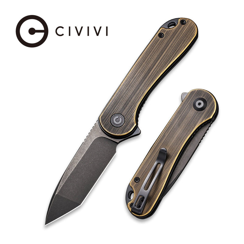 CIVIVI Elementum Flipper Knife Brass Handle (2.96" D2 Blade) C907T-A