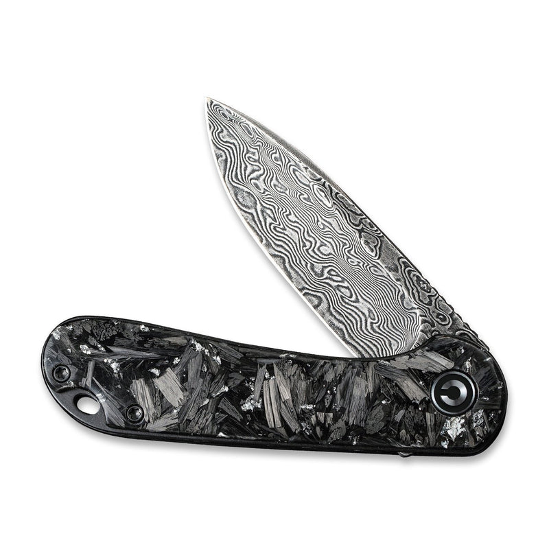 CIVIVI Elementum Flipper Knife Carbon Fiber Handle (2.96" Damascus Blade) C907C-DS2
