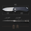 CIVIVI Elementum Flipper Knife Carbon Fiber Overlay On G10 Handle (2.96" Damascus Blade) C907DS