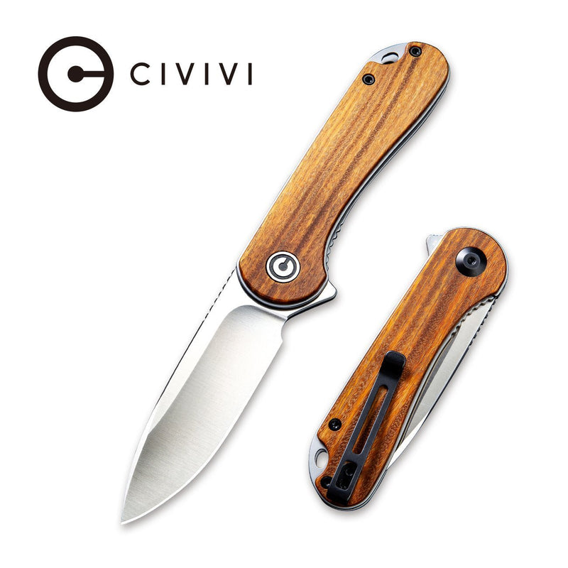 CIVIVI Elementum Flipper Knife Wood Handle (2.96" D2 Blade) C907C