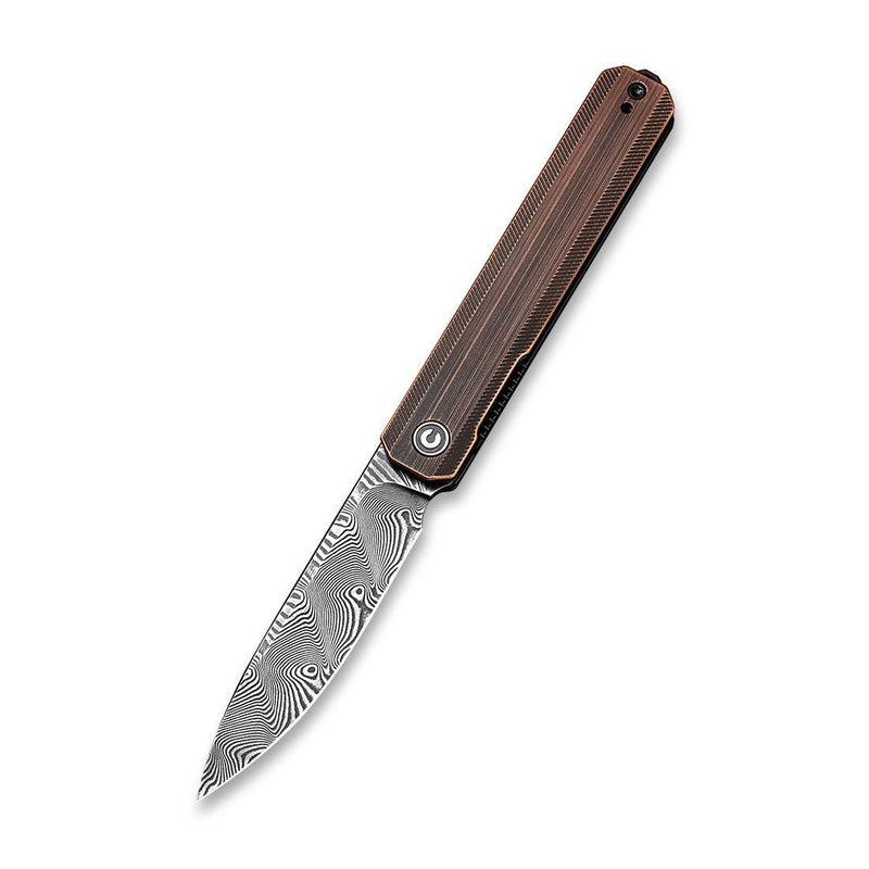 CIVIVI Exarch Front Flipper Knife Copper Handle (3.22" Damascus Blade) C2003DS-2