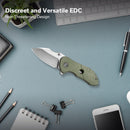 CIVIVI Gordo Flipper Knife Olive Canvas Micarta Handle (2.51" Satin Finished D2 Blade) C22018C-2