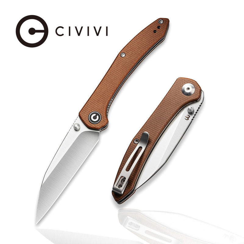 CIVIVI Hadros Thumb Stud Knife Micarta Handle (3.35" 10Cr15CoMoV Blade) C20004-2