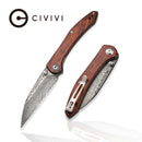 CIVIVI Hadros Thumb Stud Knife Wood Handle (3.35" Damascus Blade) C20004-DS1