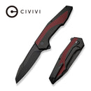 CIVIVI Hypersonic Flipper Knife Black Steel Handle With Burgundy G10 Inlay (3.7" Black Stonewashed 14C28N Blade) C22011-3