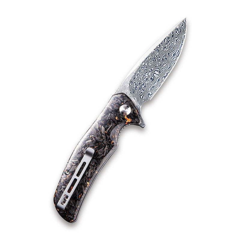 CIVIVI Incite Flipper Knife Carbon Fiber And Resin Handle (3.7" Damascus) C908DS-2