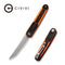 CIVIVI KwaiQ Flipper Knife Milled Orange/Black G10 Handle (2.97" Satin Finished Nitro-V Blade) C23015-2
