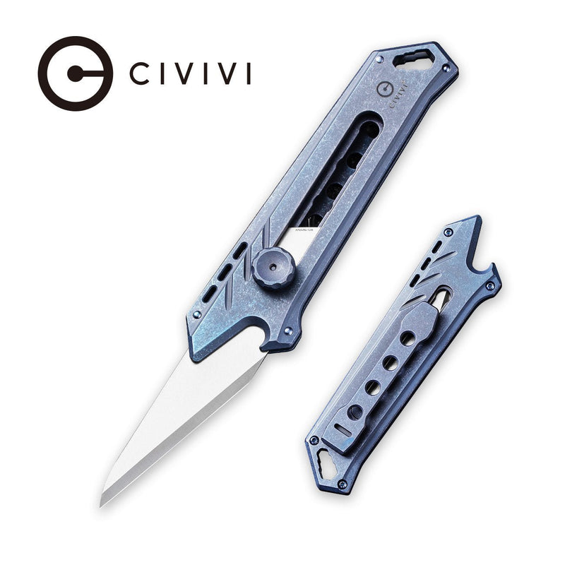 CIVIVI Mandate Utility Knife Titanium Handle (2.12" 1PC Damascus Blade And 2PCS 9Cr18MoV Blades) C2007B