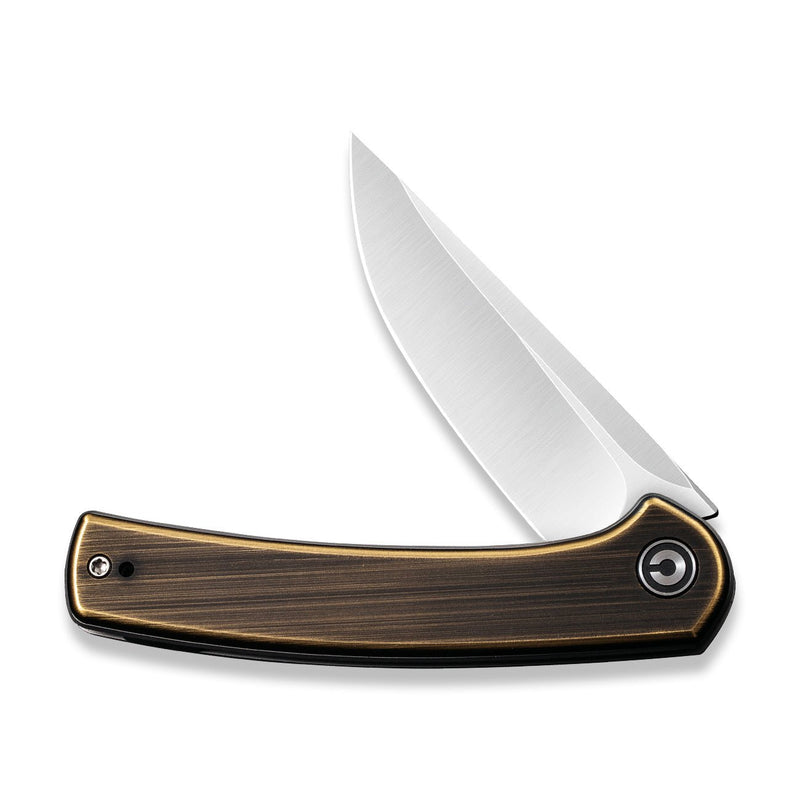 CIVIVI Mini Asticus Flipper Knife Brass Handle (3.25" 10Cr15CoMoV Blade) C19026B-2