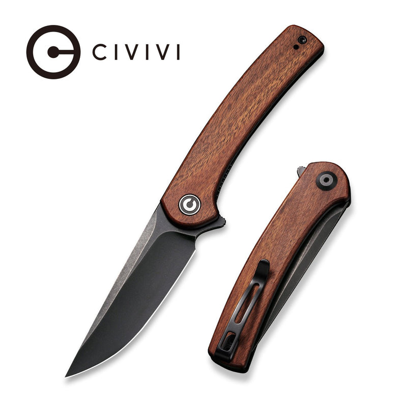 CIVIVI Mini Asticus Flipper Knife Wood Handle (3.25" 10Cr15CoMoV Blade) C19026B-5