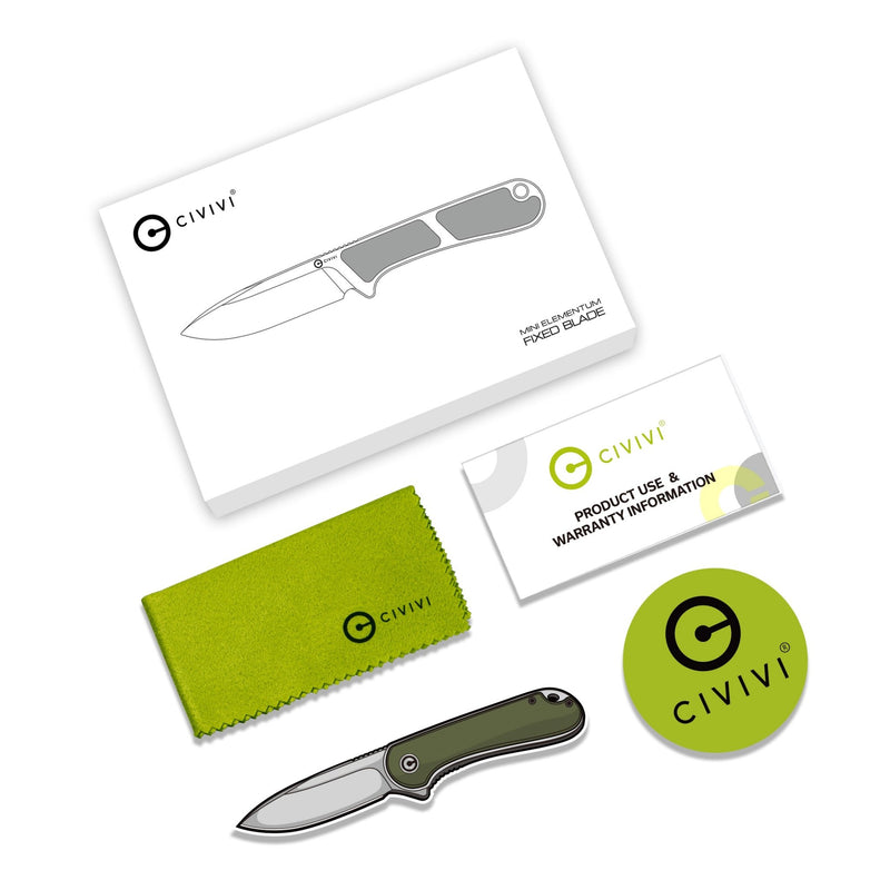 CIVIVI Mini Elementum Fixed Blade Knife Dark Green Canvas Micarta Handle (2.24" Damascus Blade) C23010-DS1