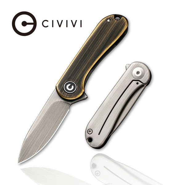 CIVIVI Mini Elementum Flipper Knife Brass Handle 14C28N