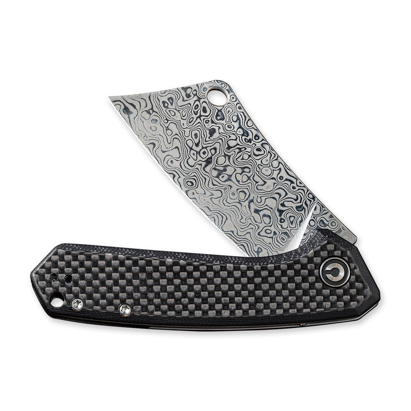 CIVIVI Mini Mastodon Flipper Knife Carbon Fiber Overlay On G10 Handle (2.97" Damascus Blade) C2011DS-1
