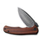 CIVIVI Mini Praxis Flipper Knife Guibourtia Wood Handle (2.98" Black Hand Rubbed Damascus Blade) C18026C-DS1